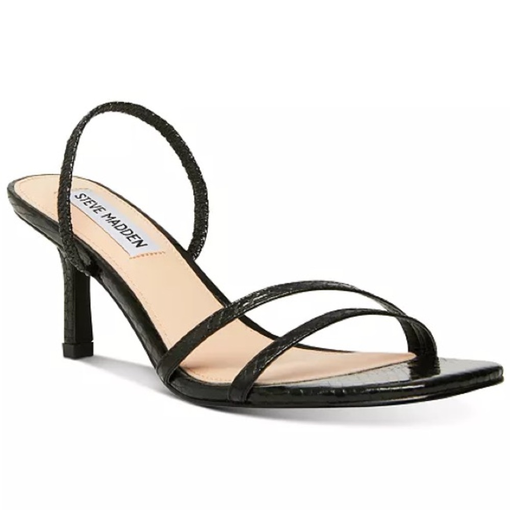 Steve Madden Loft Naked Black Snakeskin Sandals